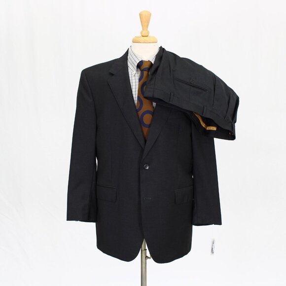 Jos. A. Bank 43R 37x28 Gray Solid Two Button Full Suit R017 - Picture 1 of 14